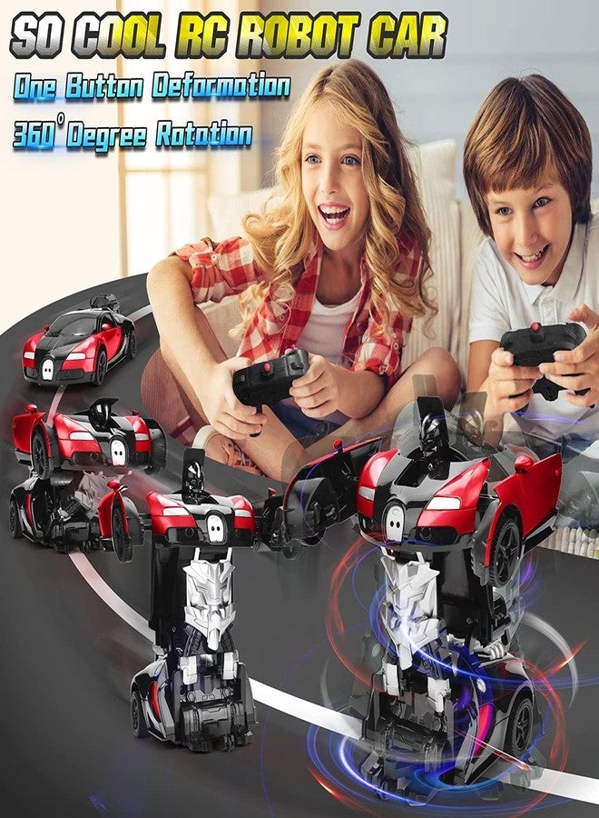 Cable World 3 in 1 RC Car, Robot Car and Smoke Car for Kids, Remote Control Vehicle with One Button Change, 360° Rotating Drifting 1:14 Scale (Red) - Image 3